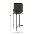 thumbnail image 4 of DecMode 12" x 36" Tall Black Metal Planter with Removable Stand, 4 of 18