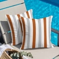 thumbnail image 5 of Burnt Orange Grey Stripe Pillow Covers 16x16 Inch, Modern Farmhouse Vertical Striped Linen Pillowcase with Invisible Zipper, Decorative Throw Pillow Covers Cushion Case for Couch Sofa Bed Living Room, 5 of 9
