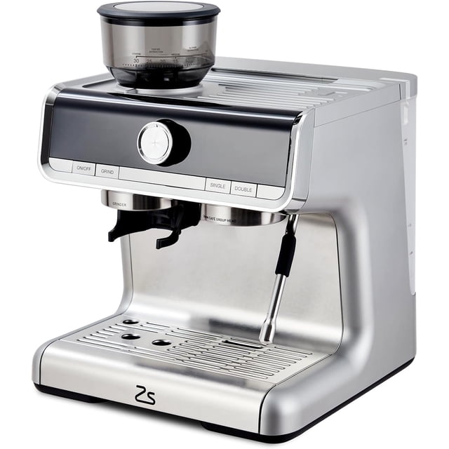Yiwa Machine à Espresso en Acier Inoxydable, Broyeur Intégré, Pompe de 20 Bars, Mousseur à Lait et Grand Réservoir d'Eau de 95 Oz pour la Maison