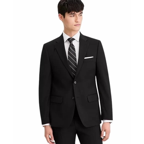 Tommy Hilfiger Mens Modern fit Suit Jacket Blazer 38 R Black Solid Stretch Wool
