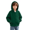 thumbnail image 2 of Sevevn Kids Boys Girls Fleece Zip Up Hooded Jacket Raglan Sleeve Solid Color Lightweight Hoodie Coat with Pockets Casual Outerwear, 2 of 9