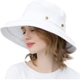 thumbnail image 5 of Womens Cotton Wide Brim Sun Hats UPF50+ UV Packable Beach Hat Summer Bucket Cap for Travel, 5 of 7