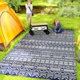 thumbnail image 2 of Outsunny Reversible Outdoor RV Rug, 9' x 18', Geometric Wall, Blue & White, 2 of 10