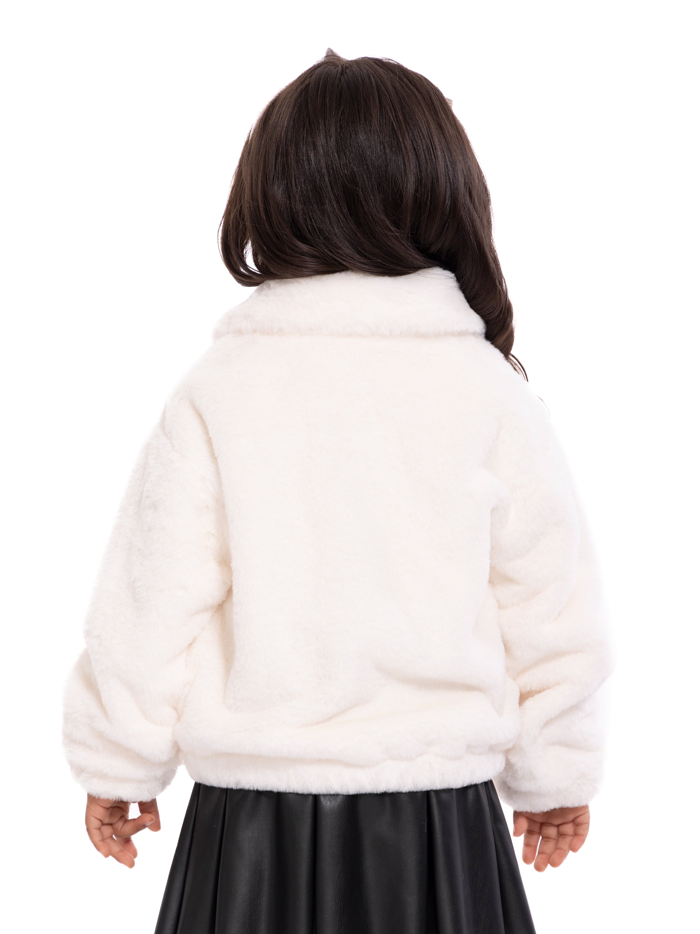 Wonder Nation Toddler Girls Collared Faux Fur Zip Jacket, Midweight, Sizes 12M-5T