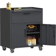 thumbnail image 2 of IKIMI Rolling Tool Cabinet with Drawer and Lockable Doors, Metal Garage Storage Cabinet with Wheels and Adjustable Shelf, Black, 2 of 10