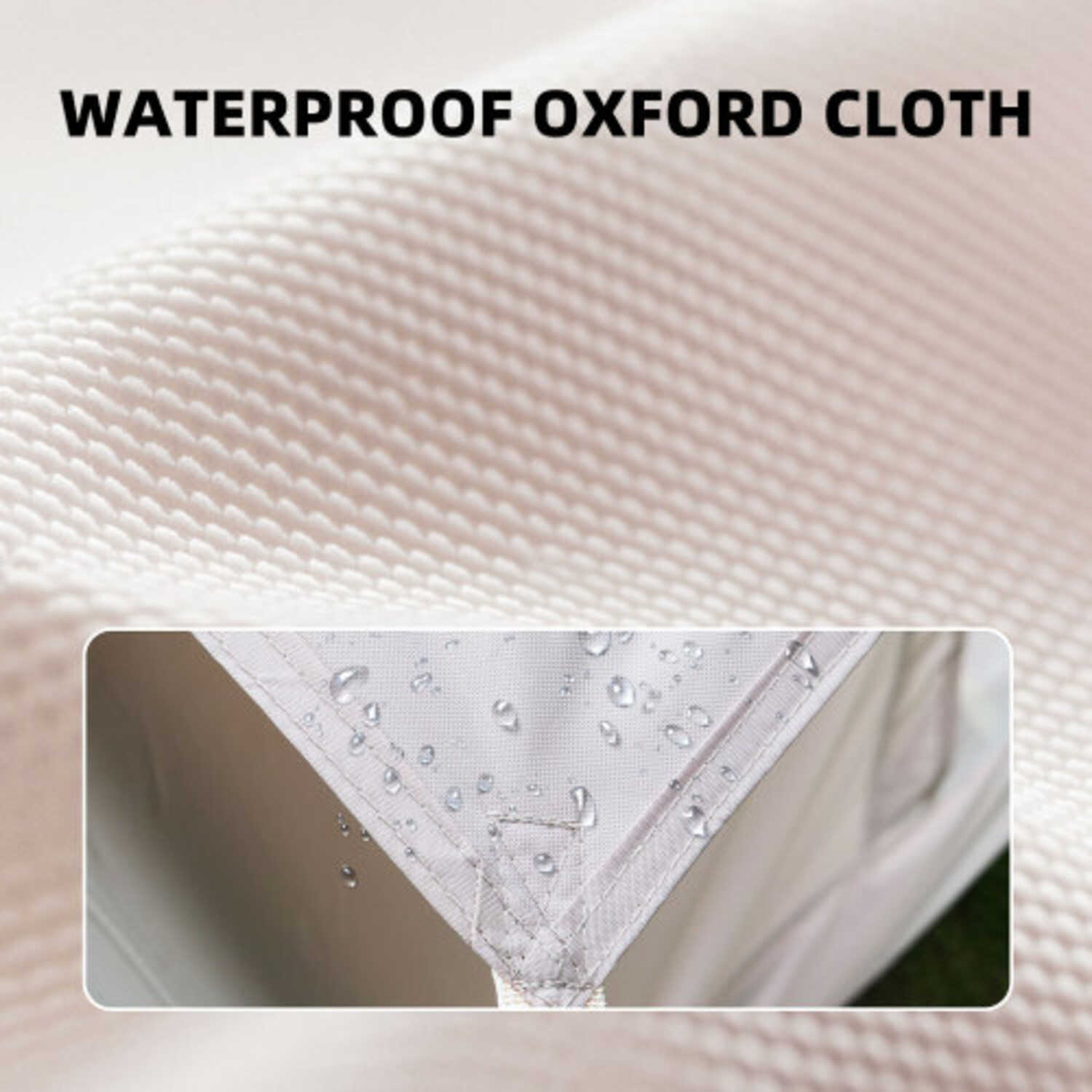 Iatable Camping Tents Hand Pump Air Glamping Tents Easy Setup Waterproof and Windproof Blow up Tent 4 Seasons Oxford Cabin Tent with Mesh & Chimney WindowBeige + oxford fabric_1