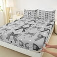 thumbnail image 3 of Manfei Dreamy Grey Bowknot Queen Sheet Sets, Cartoon Stars Print Flat Sheet, Teens Kids Child Queen Fitted Sheet, Lightweight Room Decor, 4-Piece, 3 of 7
