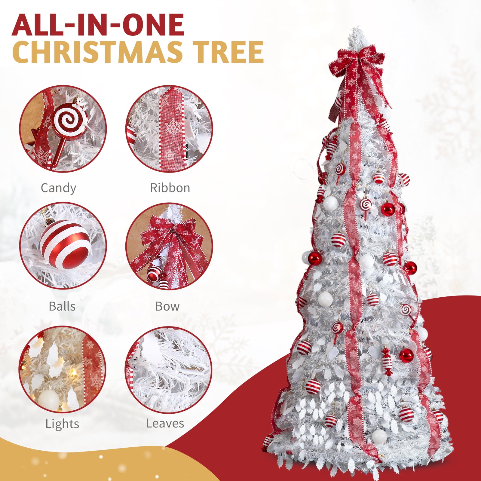 Ktaxon 6 FT Artificial Christmas Tree,Pre-Lit Collapsible Xmas