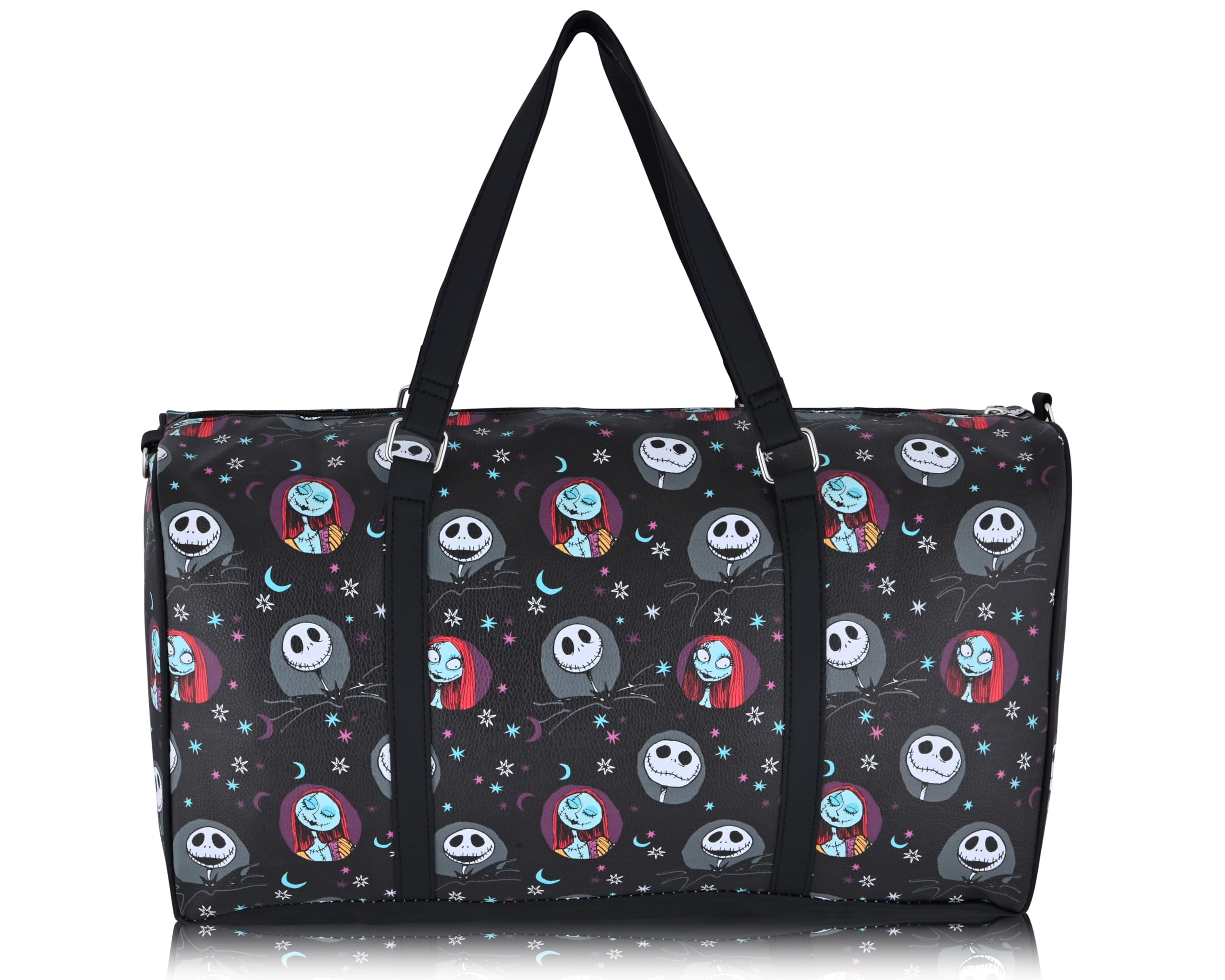 Disney Nightmare Before Christmas Duffle Bag  Jack Skellington & Sally 16" Travel Bag  Overnight Weekender Bag with Shoulder Strap  Ages 3+