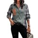 thumbnail image 1 of TRKIYQC Camisas de Solapa con Botones para Mujer, Blusa Casual de Manga Larga con Estampado de Cuadros en Color en Contraste TRKIYQC moda, 1 of 4