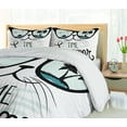 thumbnail image 5 of Ambesonne Animal Duvet Cover Sets, Hipster Cat with Palms, 2-King, Almond Green Black Teal, 5 of 7
