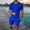 Blue, variant on Short Sets for Men 2 Piece Short Sleeve T Shirt & Shorts Summer Set Beach Wear Clothing Matching Sets