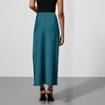 thumbnail image 5 of Women's Satin Midi Skirt, Solid Color Slip Bodycon Maxi Skirt, Elegant Flowy Slit Skirt for Wedding Guest, Party and Formal Occasions,Dark Green,S, 5 of 9