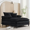 thumbnail image 4 of Aukfa Oversized Chaise Lounge Adjustable Backrest Sofa Chair Bed, Dual Layer Cushions, 3Pillows, Black, 4 of 11