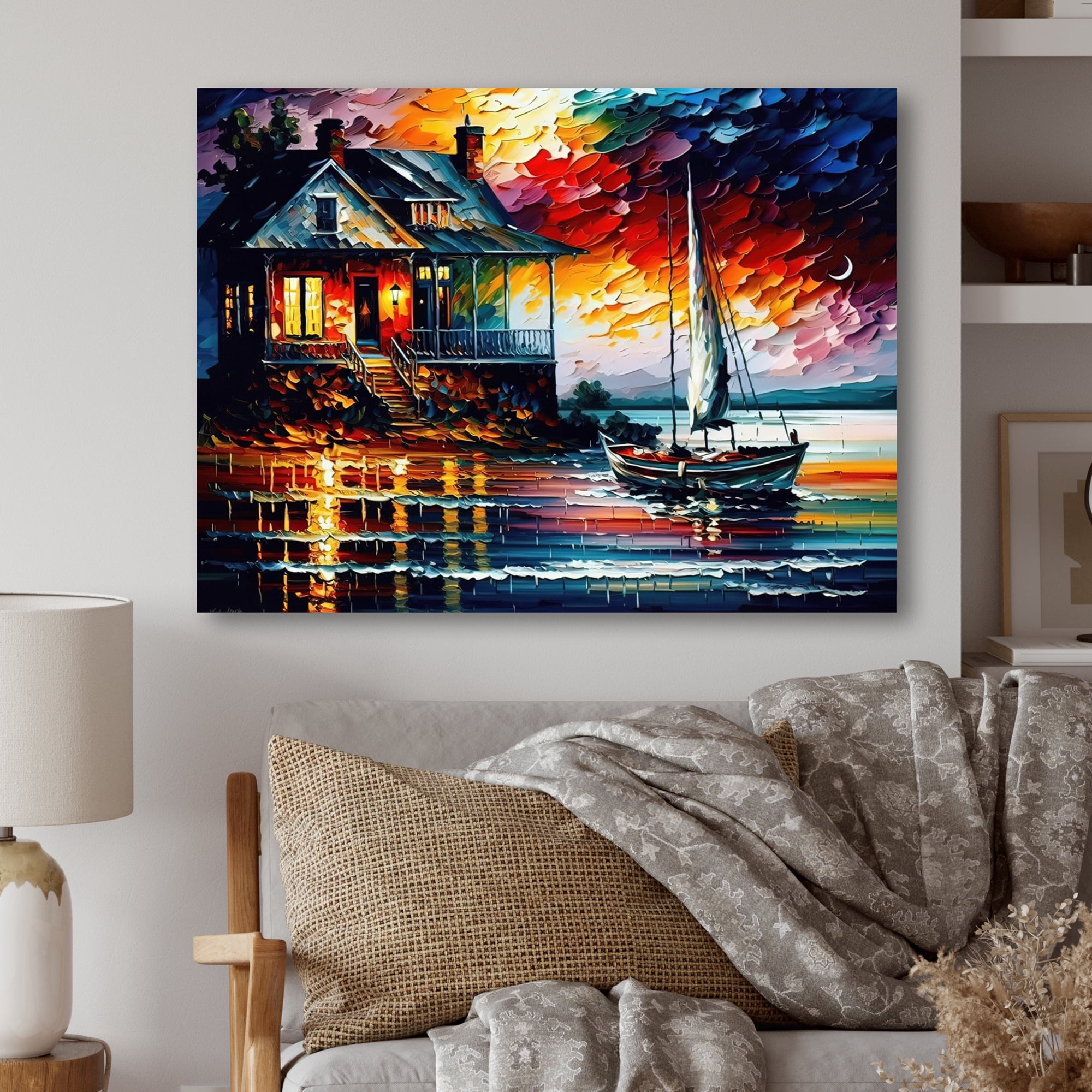 Designart Colorful Beach House IV Canvas Wall Art