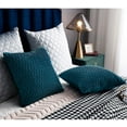 thumbnail image 5 of Turquoise Throw Pillow Cases 18x18: 2 Pack Inch Original Striped Velvet Square Decorative Pillow Covers for Farmhouse Couch, 5 of 5