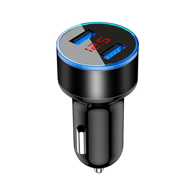 Edgergery 2 USB Car QC3.0 Charger Digital Display Aluminum Alloy Shells5V 3.1A Car Mobile Phone Fast Charge Charger