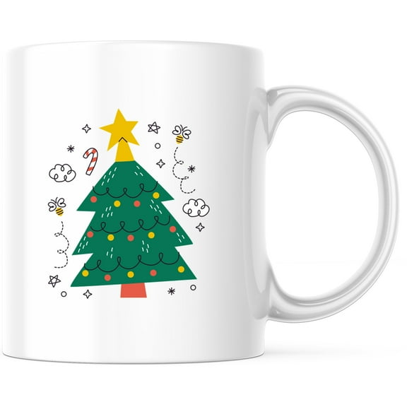 Christmas Tree Mug, Holiday Decor Mug, Festive Christmas Gift, Seasonal Holiday Mug, Christmas Decor Cup, Winter Wonderland Mug - 11 Ounce Novelty Coffee Cup - WMUG0256