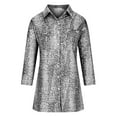 thumbnail image 4 of QUYUON Women Button-Down Dress Casual Loose Long Sleeve Lapel Blouse Shirts Mini Short Dress with Pockets Leopard Print Tunic Dresses Summer Beach Sundress, Gray XL, 4 of 6