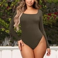 thumbnail image 4 of Lilgiuy Women's Threaded Low Neck Long Sleeve Tank Top Skinny Bodysuit for New Year Thanksgiving, 4 of 4