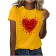 thumbnail image 4 of Kctiaxy Yellow Womens Graphic T Shirts Casual Short Sleeve Tops for Women Casual Round Neck Summer Fashion Love Heart Valentiness Shirts S, 4 of 5