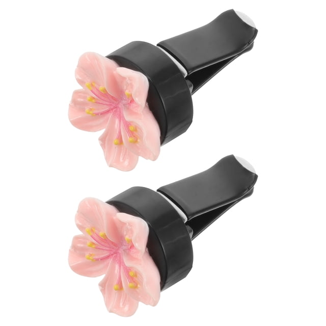 SEWACC 1 Pair Pink Plastic 3D Flower Shape Car Air Freshener Vent Clip Car Accessories