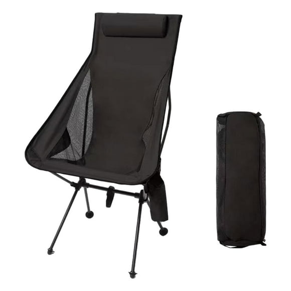 S SERENABLE Chaise Pliante de Camping Portable Chaise Pliante de Pêche pour Pique-Nique Extérieur Pelouse Noir
