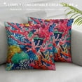 thumbnail image 3 of Fenyluxe Corals Colorful Artwork Light Blue Orange Red Blue Pillow Cover Decorative Couch Pillow Cover for Sofa,Cushion Case Indoor Outdoor Home Decoration 18x18in, 3 of 5