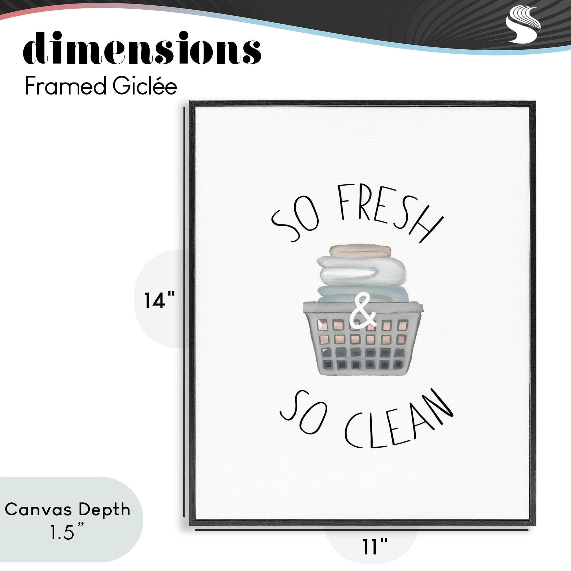 Stupell Industries So Fresh Laundry Basket Black Framed Giclee Art, design by Elizabeth Medley