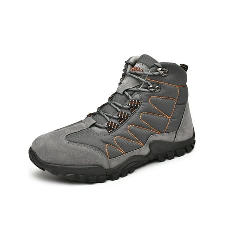 

Tenmix Men Warm Booties Lace Up Snow Boots Faux Fur Hiking Boot Plush Lined Sneakers Mens Non-Slip Lightweight Winter Shoes Gray 9