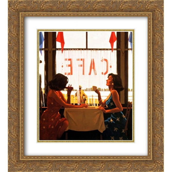 Cafe Days 2x Matted 20x24 Gold Ornate Framed Art Print by Jack Vettriano