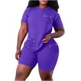 thumbnail image 2 of Njoeus Women's Two Piece Lounge Outfits Bodycon Tracksuit Short Sleeve Tops and Shorts Pants Sets Jogging Biker Workout Pajamas Sets S-3XL, 2 of 4