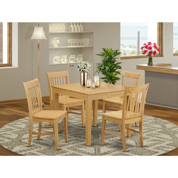 Small Kitchen Table Set - 3 Piece Dining Table & Chairs - Square Table, Hardwood, Mahogany Finish