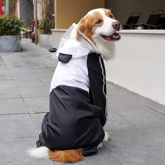 Dog Raincoat Waterproof & Quick-Drying Puppy Rain Coat with Hood and Leash Hole Cute Hooded Rain Poncho Gear Clothes for Small Medium Large Dogs(S,Black)