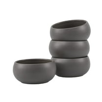 Bico Reactive Glaze Dark Grey Cereal Bowls Set, Set of 4, Microwave and Dishwasher Safe, for Cereal, Soup, Noodles