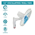thumbnail image 6 of 16” 3-Speed Oscillating Wall-Mount Fan with Adjustable Tilt, Metal Grills, 90-Degree Oscillation - Wall Fan, 6 of 6