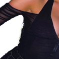 thumbnail image 4 of PENGXIANG T-Shirt à Col en V Femmes en Maille Patchwork à Manches Longues, 4 of 6