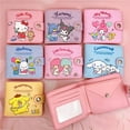 thumbnail image 5 of Kawaii Hello Kitty Cinnamoroll My Melody Kuromi Sanrio New Pu Casual Money Bag Coin Purse Card Holder Wallet With Buttons, 5 of 19