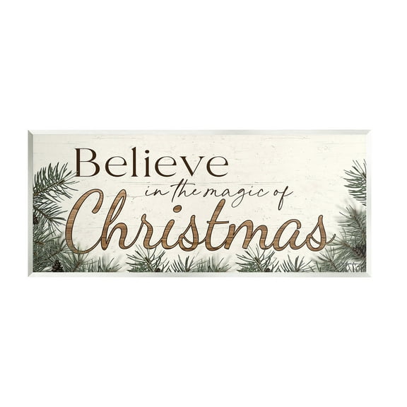 Stupell Industries Magic Of Christmas Phrase Holiday Painting Unframed Art Print Wall Art, 17 x 7