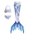 thumbnail image 1 of Women Swimsuits Fish Tail Design 3 Piece Mermaid Stage Performance Ruffled Top Blue Womens Bathing Suits XL, 1 of 3