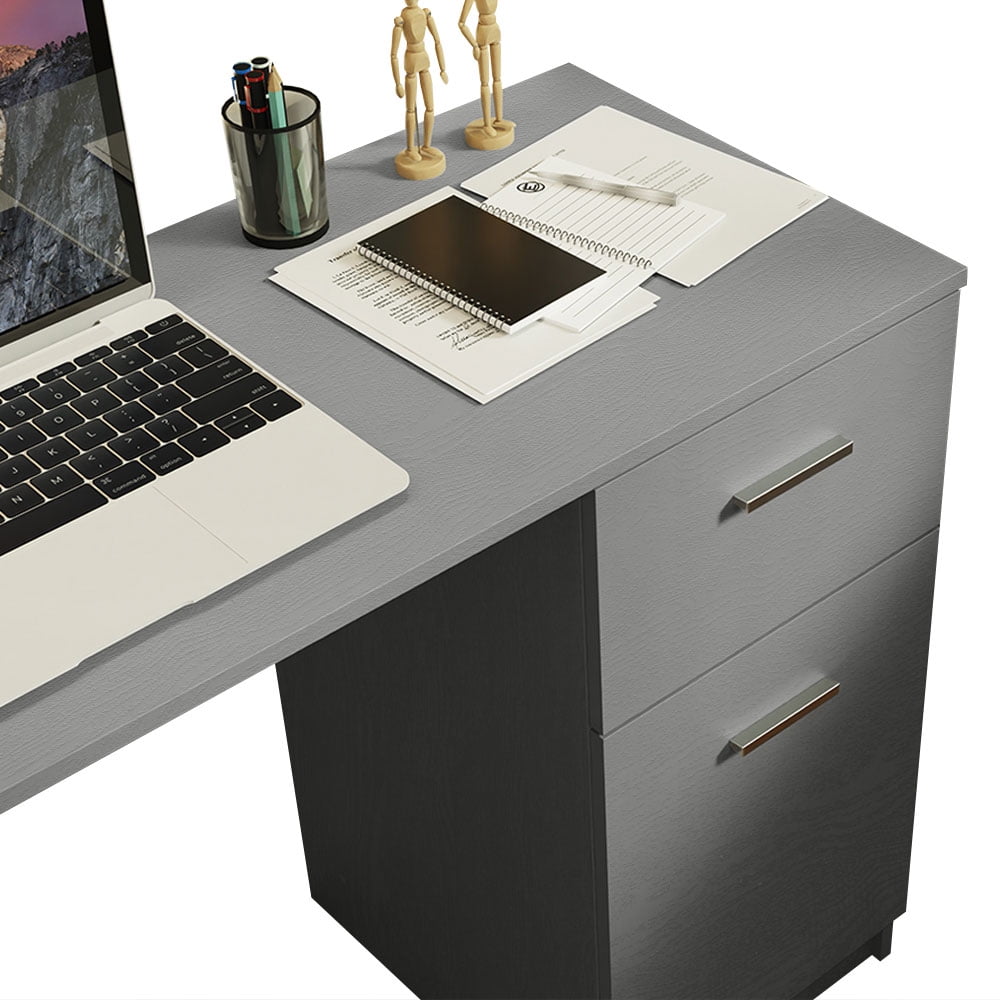 Madesa Compact Computer Desk Study Table for Small Spaces Home Office 43 Inch Student Laptop PC Writing Desks with Storage and Drawer, Modern Ergonomic Gaming  Workstation - Grey
