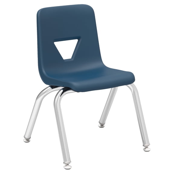 Lorell, 12" Seat-height Stacking Student Chairs, 4 / Carton, Navy