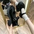 thumbnail image 6 of GEZHEN Women's Mary Jane Shoes Thick Sole Bow Pearl Decoration Gothic Sweet Looking Platform Leather Decoration Non Slip Low Top Platform Shoes, 6 of 8