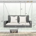 thumbnail image 4 of Patiojoy Outdoor Porch Swing Bench, Patio Wicker Hanging Swing with Rustproof Chains & Comfortable Cushions Off White, 4 of 9