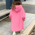 thumbnail image 7 of OGLCCG Girl's Faux Fur Long Jacket Fuzzy Fleece Open Front Long Cardigan Coat with Hood Thickened Warm Winter Fluffy Jacket with Pockets 5-14 Years, 7 of 7