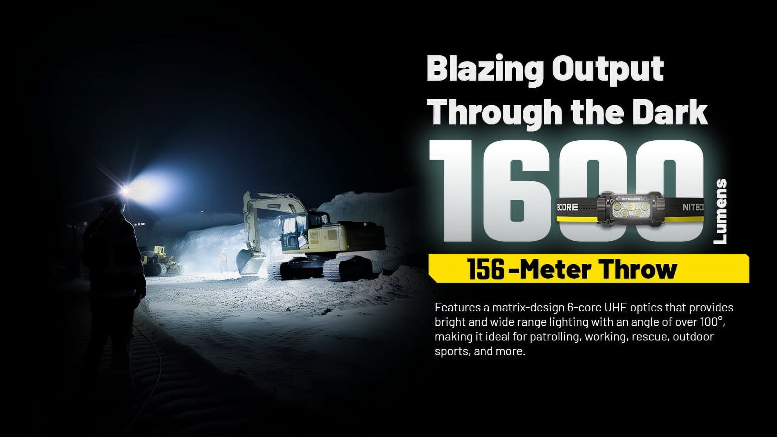 Nitecore  1600s Lumens Headlamp w/Extra Long Runtime, Black