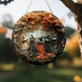 thumbnail image 3 of Wooden Witch Hanger Decoration, 5 Witches Exquisite Round Hanging Pendant For Porch Wall, 2D Relief Design 3D Texture Natural Weather-Resistant Timber 8 Inch Diameter, 3 of 7