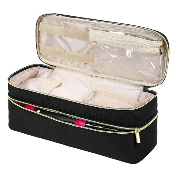 Heat Protective Double Compartment Storage Bag For Hair Tools Large Capacity Polyester