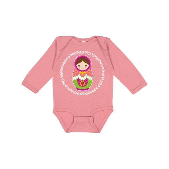 Inktastic Matryoshka Russian Cute Pink Nesting Doll Girls Long Sleeve Baby Bodysuit