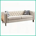 thumbnail image 6 of Modern Chesterfield Tufted Velvet Sofa - 84.25''W Cream Living Room Couch with Gold Legs, 6 of 13